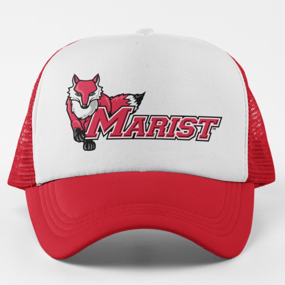 NEW Marist Red Foxes Logo Foam Trucker Snapback Hat 2-TONE RED WHITE